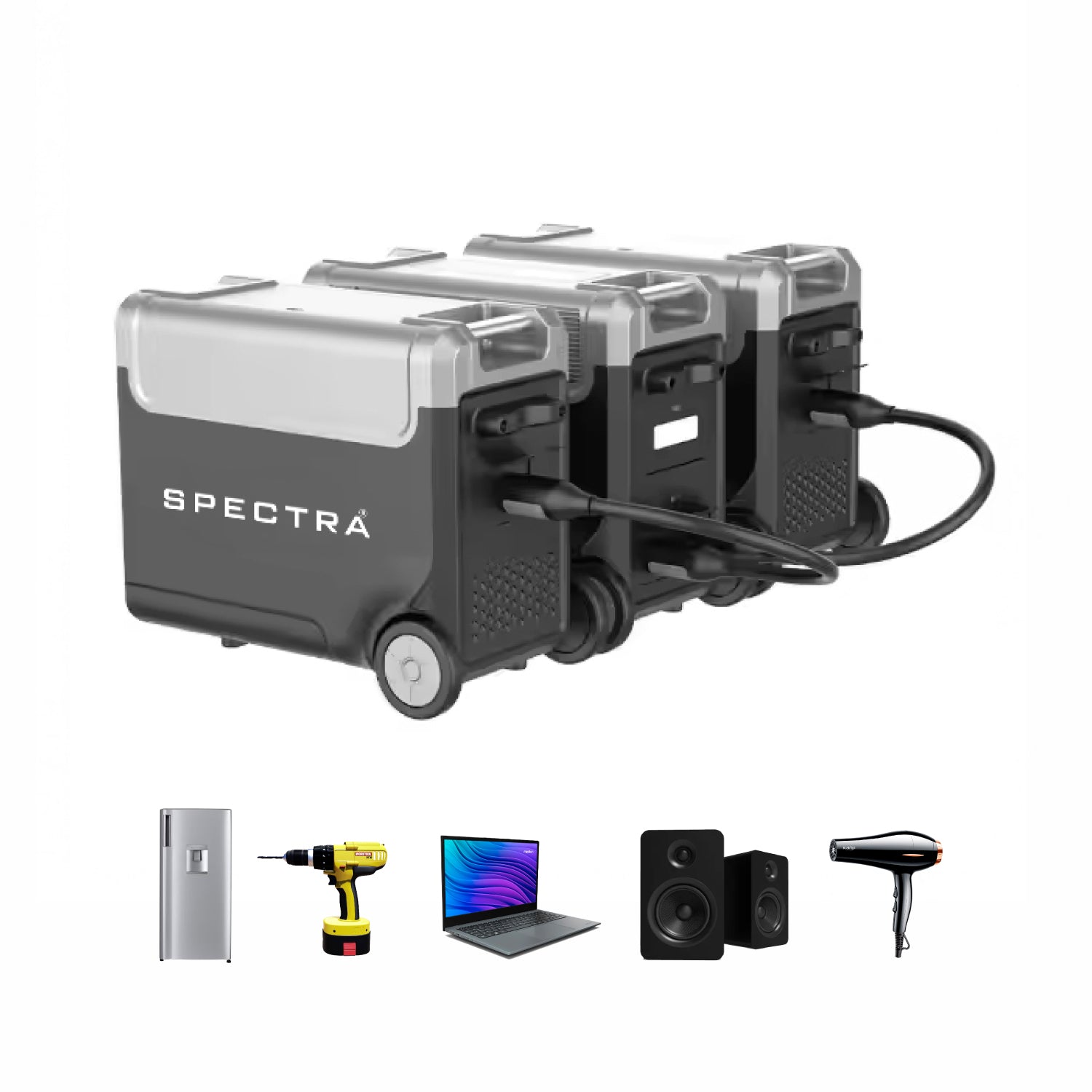 Estación de Energía Solar Spectra • Pack x 3 • Portátil Outdoor • 11.520Wh/10.800W • Recargable