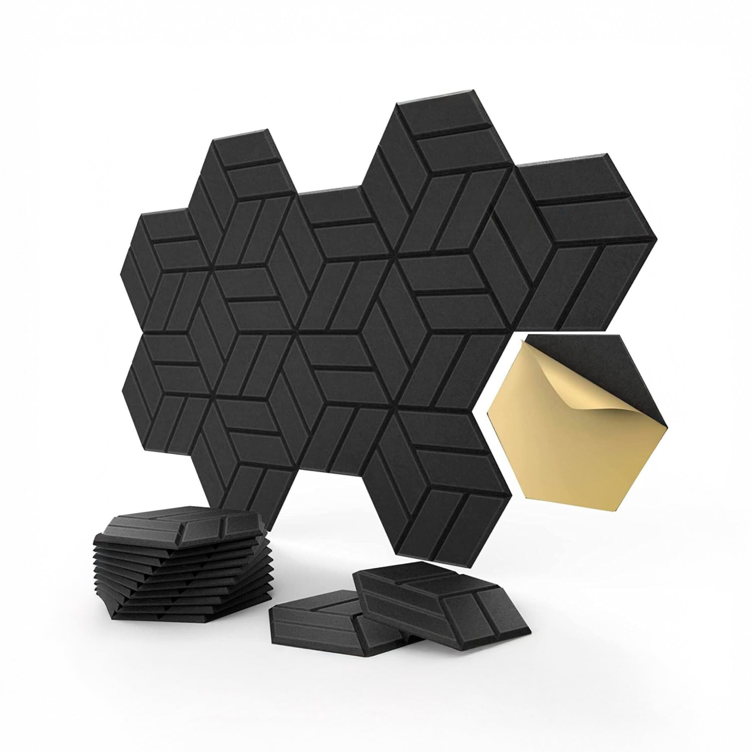 Panel Acústico Hexagonal • PET • AutoAdhesivo • 30x30x1 cm • Pack x12 Unidades 1 m2