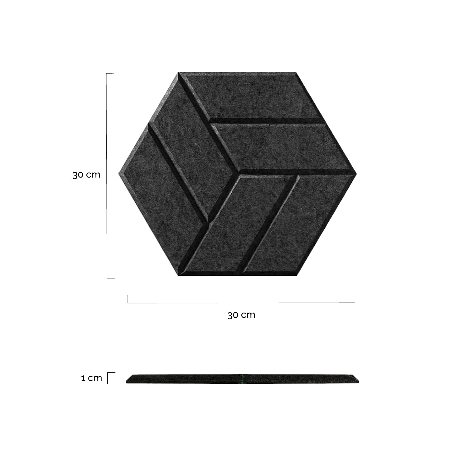 Panel Acústico Hexagonal • PET • AutoAdhesivo • 30x30x1 cm • Pack x12 Unidades 1 m2