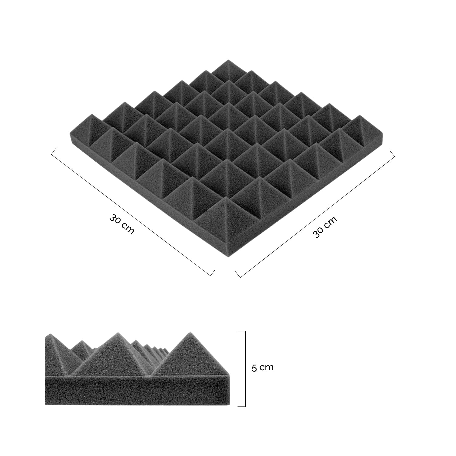 Panel Acústico Piramidal • AutoAdhesivo • 30x30x5cm • Pack x 12 Unidades 1 m2
