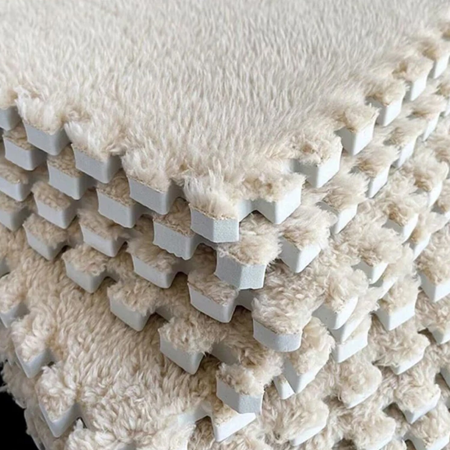 Piso Tatami Acolchado para Niños • Alfombra Goma Eva • Antideslizante • Modular • 30x30x1cm • Crema