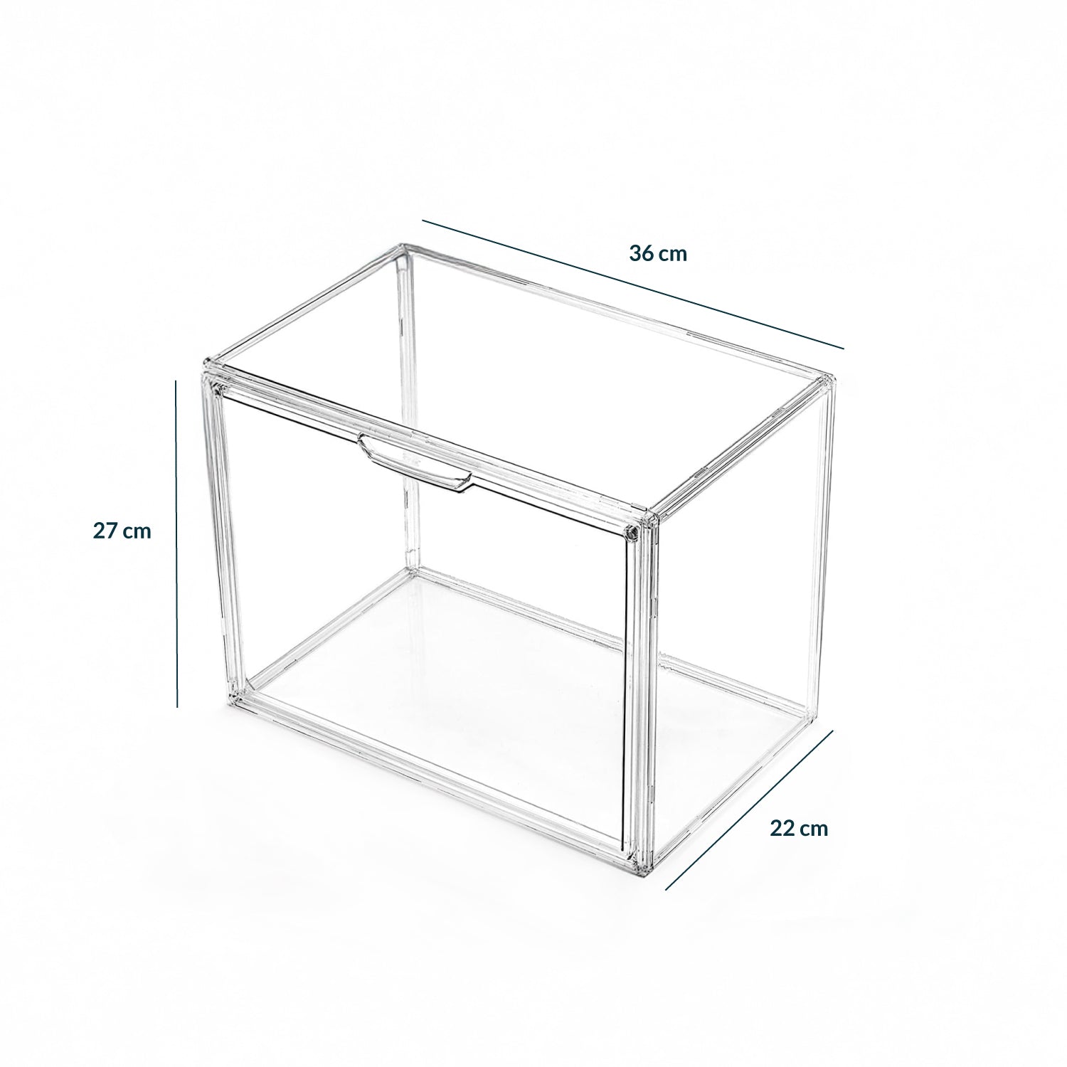 Caja Acrílica Magnética Apilable Organizadora de Carteras • Puerta Frontal • 27x36x22cm