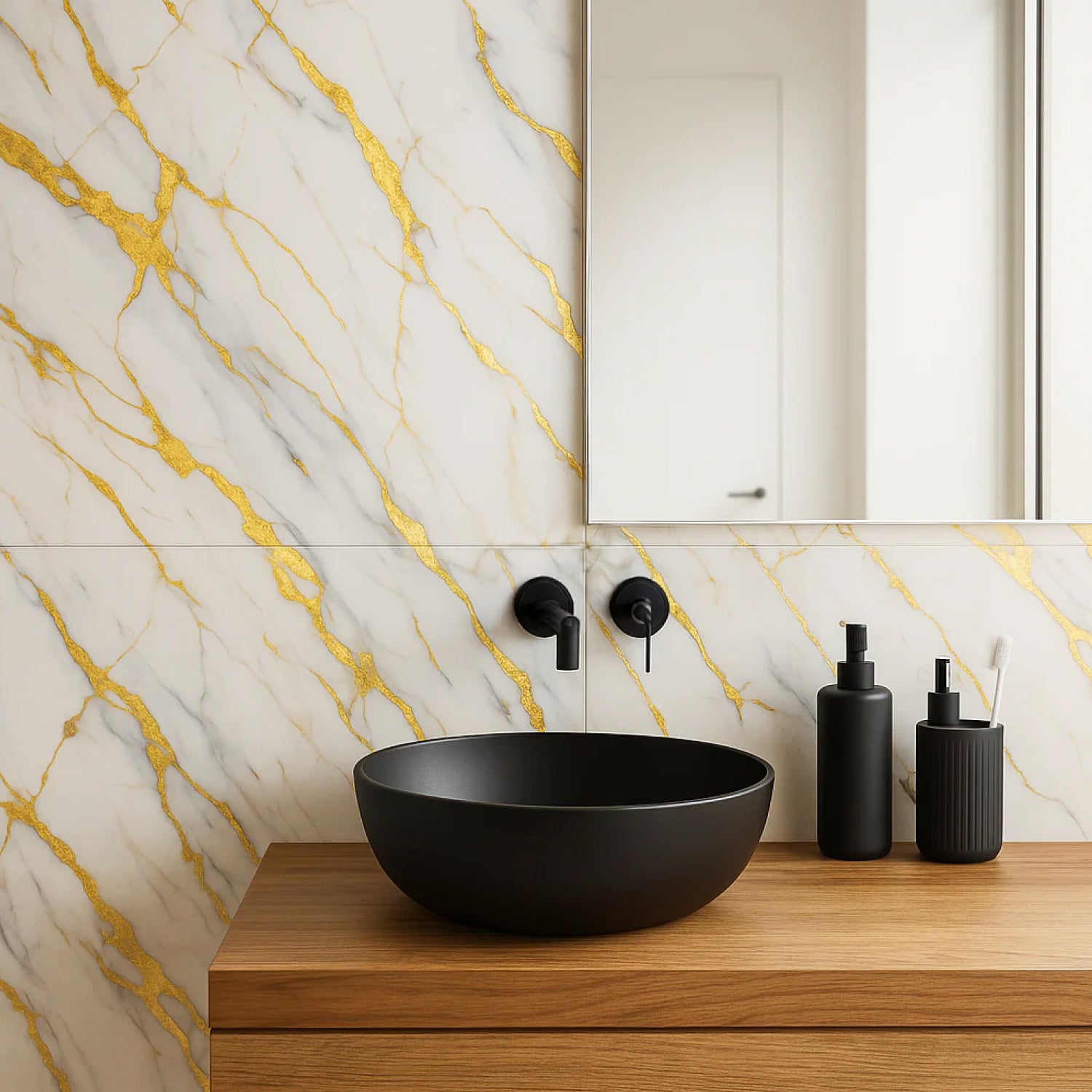 Revestimiento interior • Panel Mármol PVC • 244x122x0.3cm • Negro Nórdico