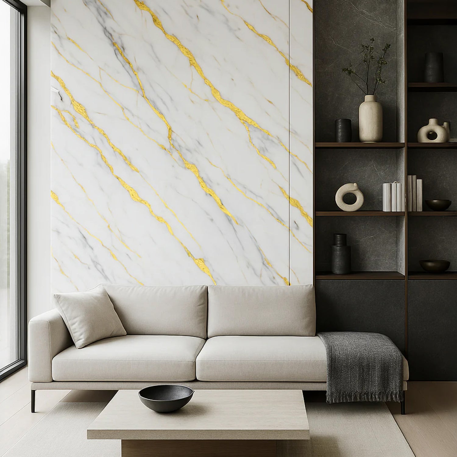 Revestimiento interior • Panel Mármol PVC • 244x122x0.3cm • Blanco Imperial