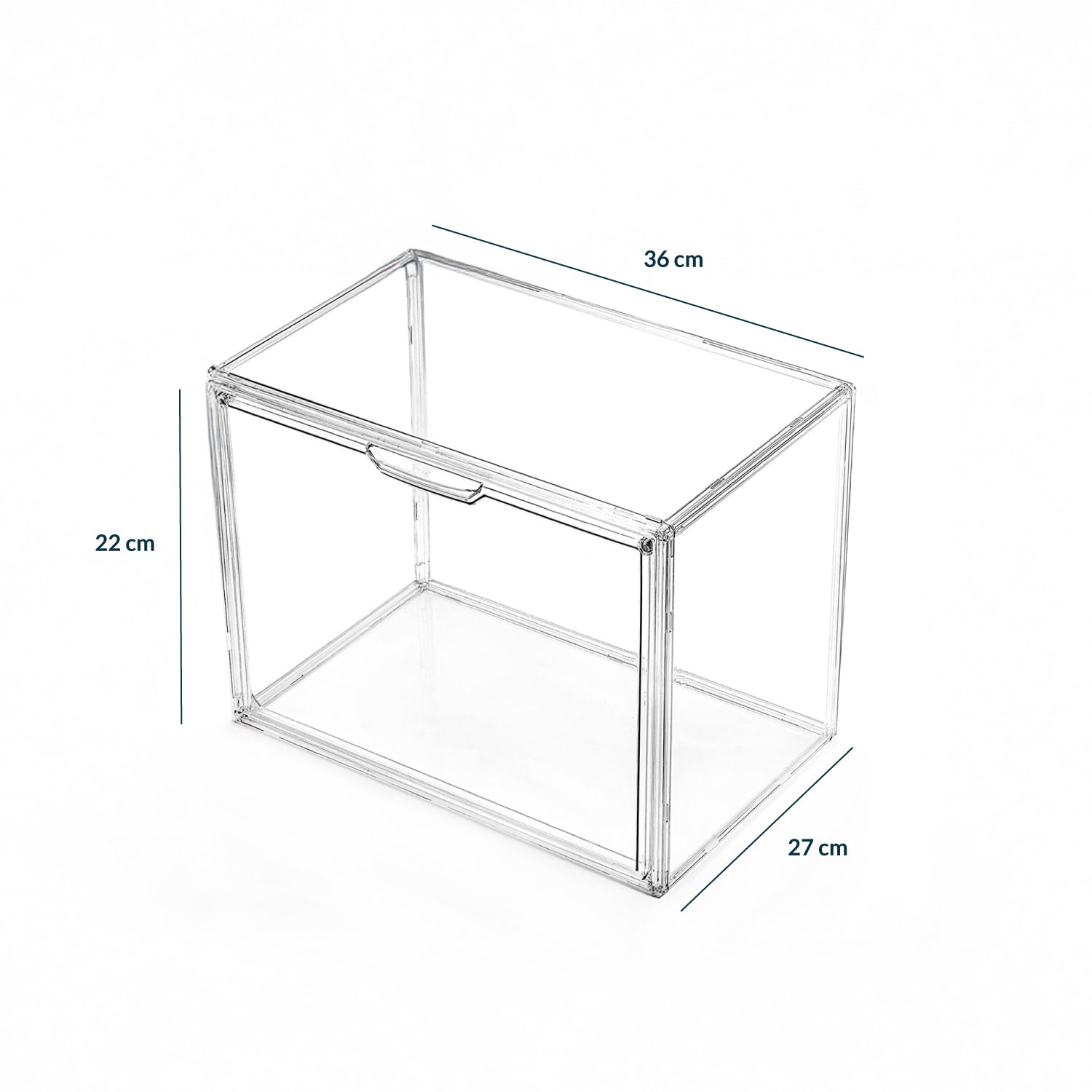 Caja Acrílica Magnética Apilable Organizadora de Zapatillas • Doble Puerta Horizontal y Frontal • 22x36x27cm