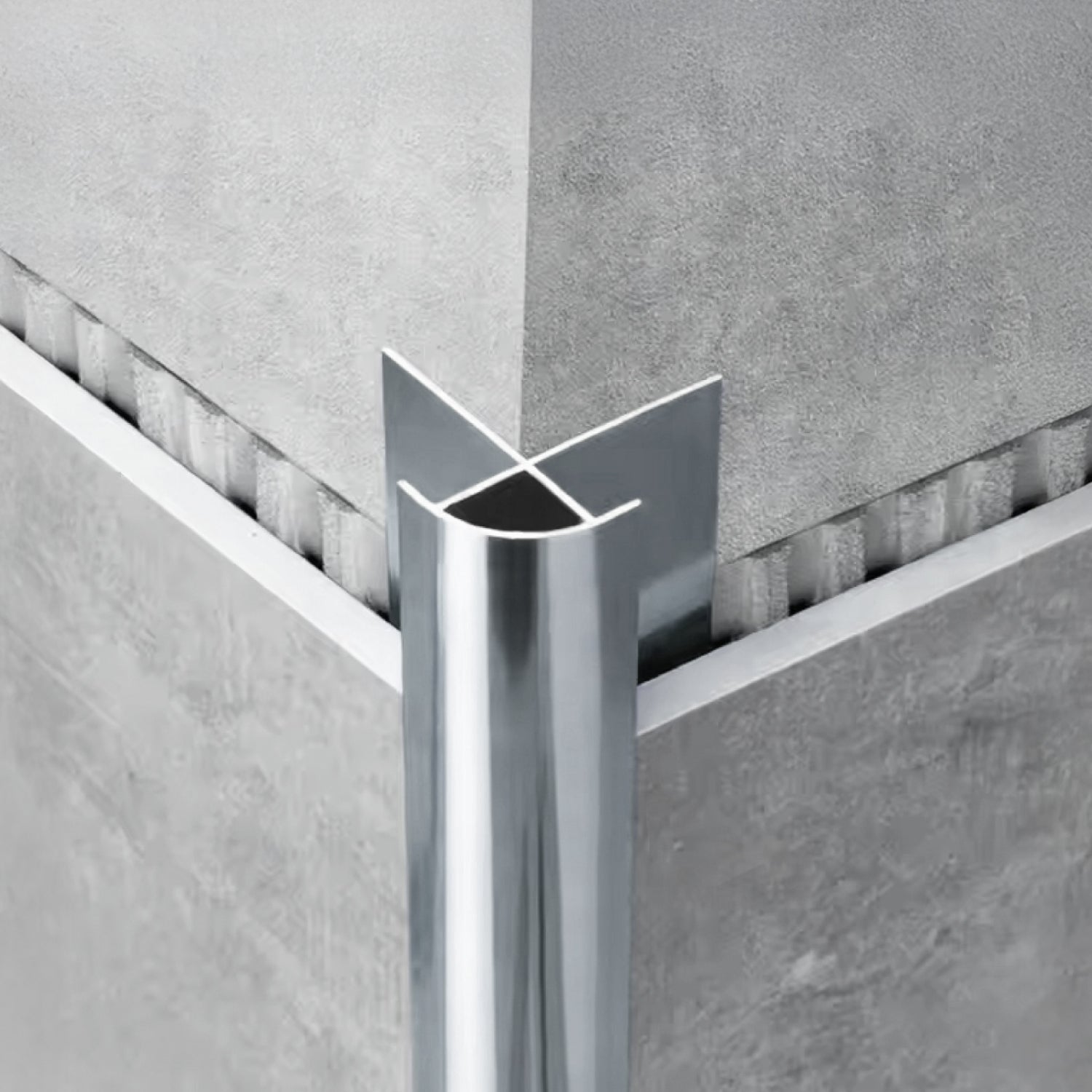 Perfil • Terminaciones Panel Mármol PVC • 244cm • Unión Tipo Esquina Exterior Redonda