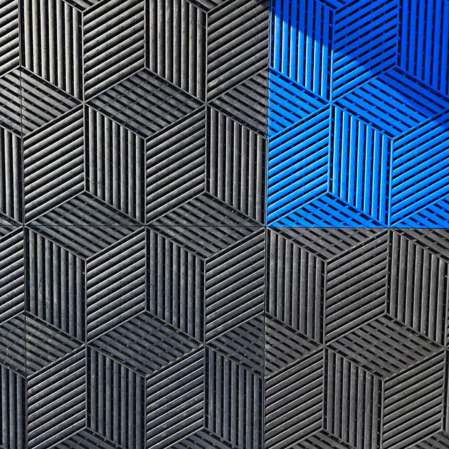 Piso de Garage Encastrable Modular Negro • Diseño efecto 3D • 40x40x1.8cm
