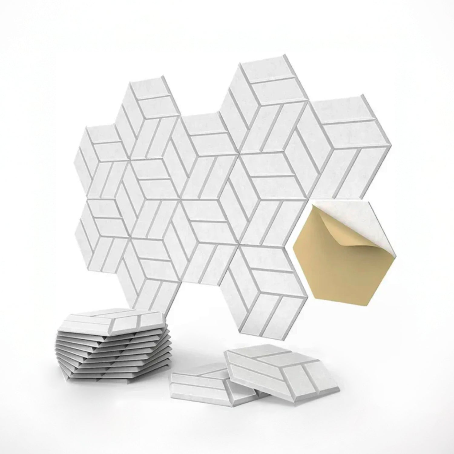 Panel Acústico Hexagonal • PET • AutoAdhesivo • 30x30x1 cm • Pack x12 Unidades 1 m2