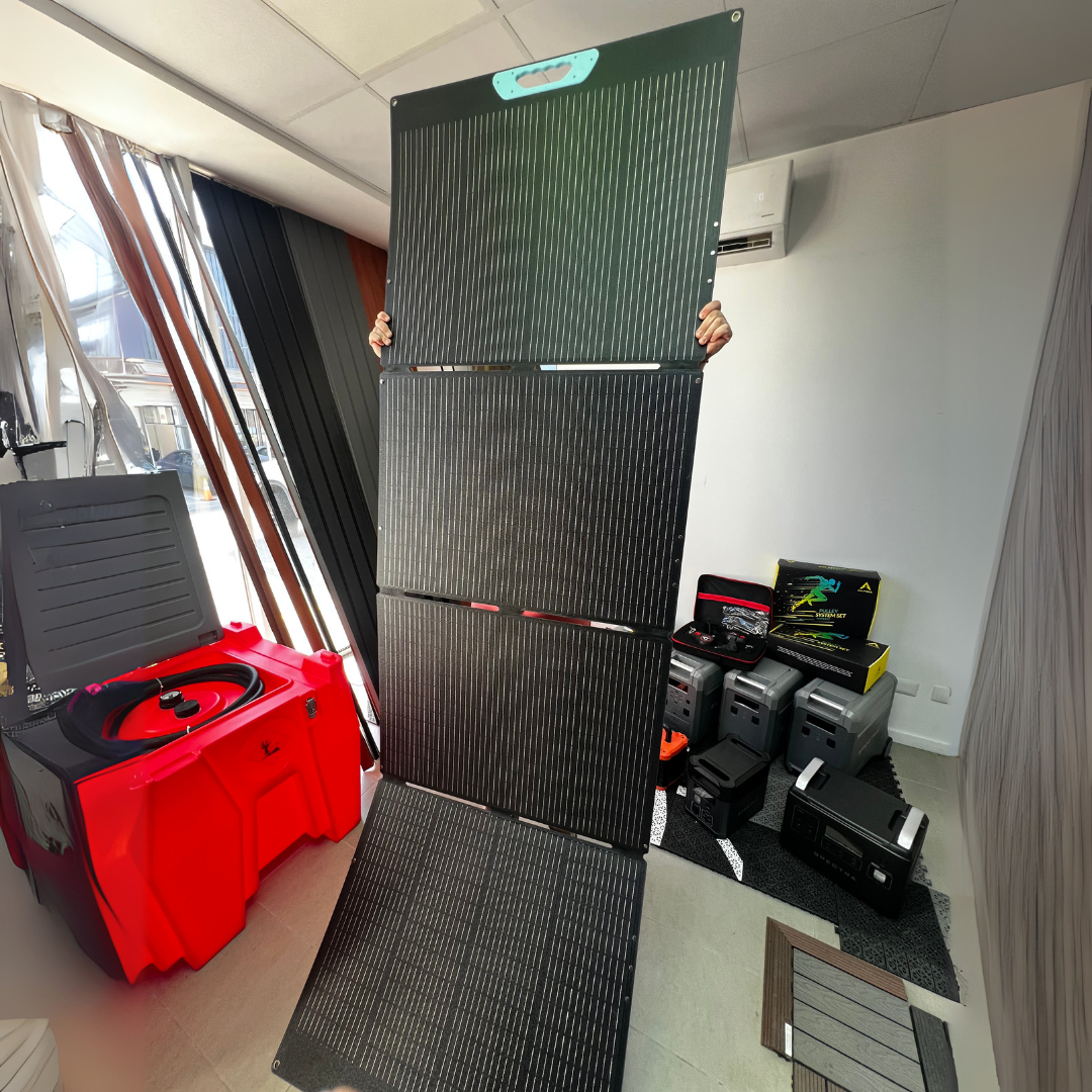 Panel Solar Portátil • 400W • Plegable • Soportes ajustables