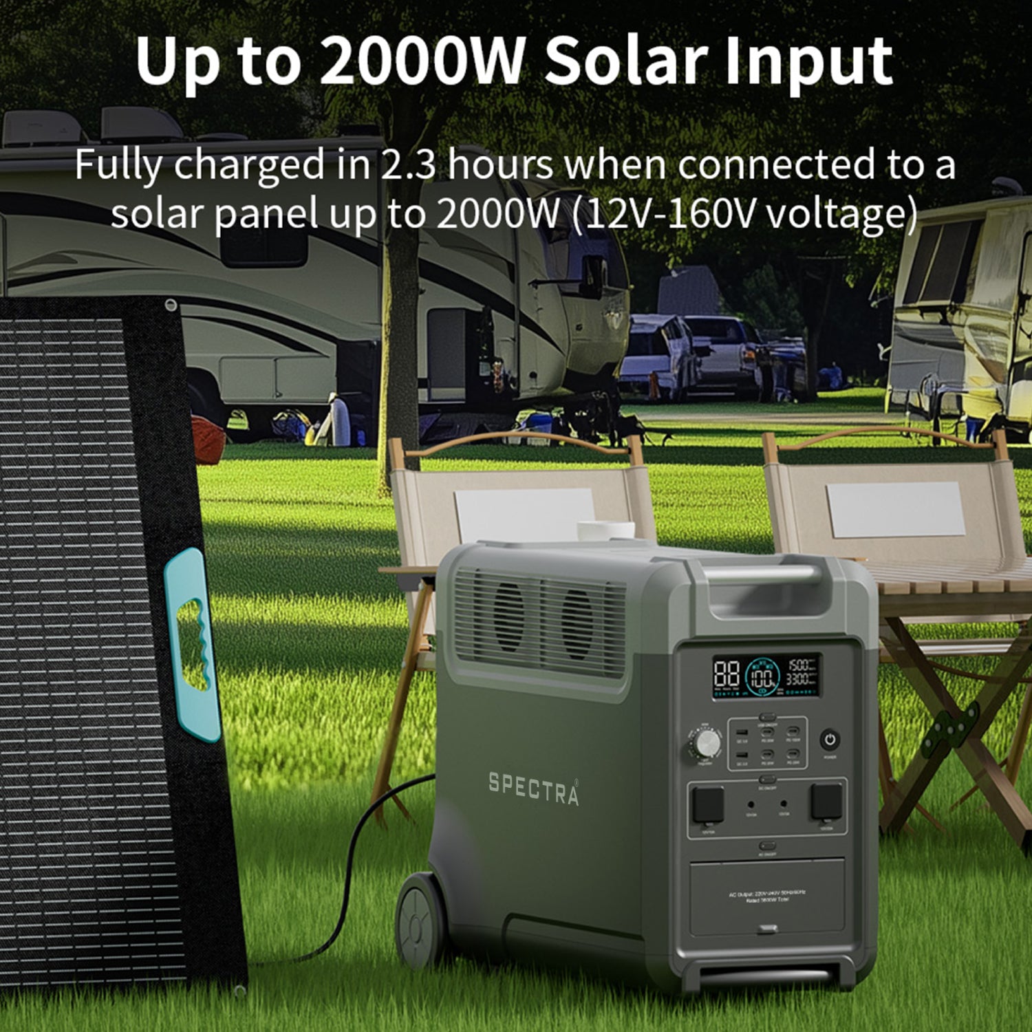 Estación de Energía Solar Spectra • Portátil Outdoor • 3840Wh/3600W • Recargable