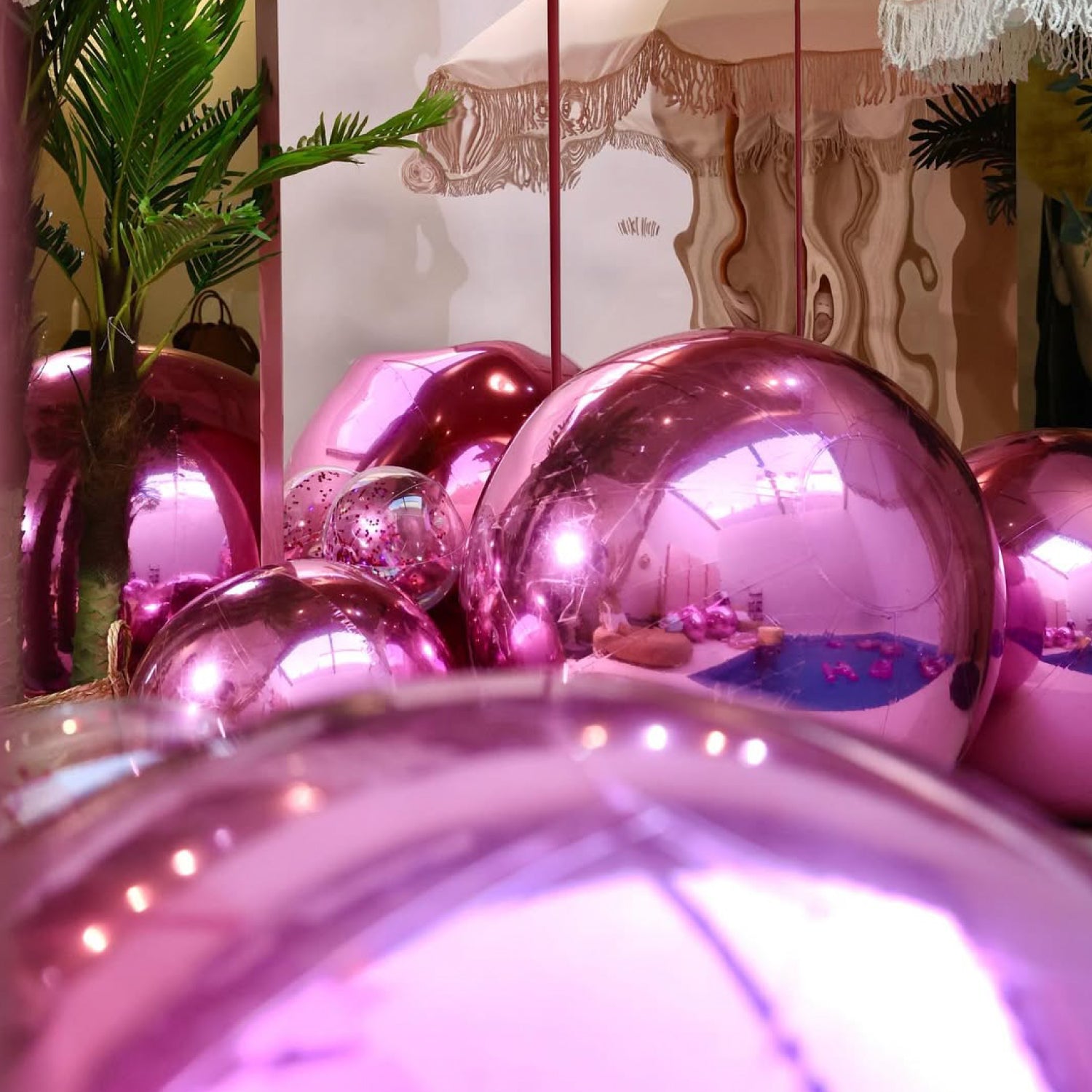 Globo Inflable PVC • Rosa • Efecto Espejo • Decoración • Arriendo