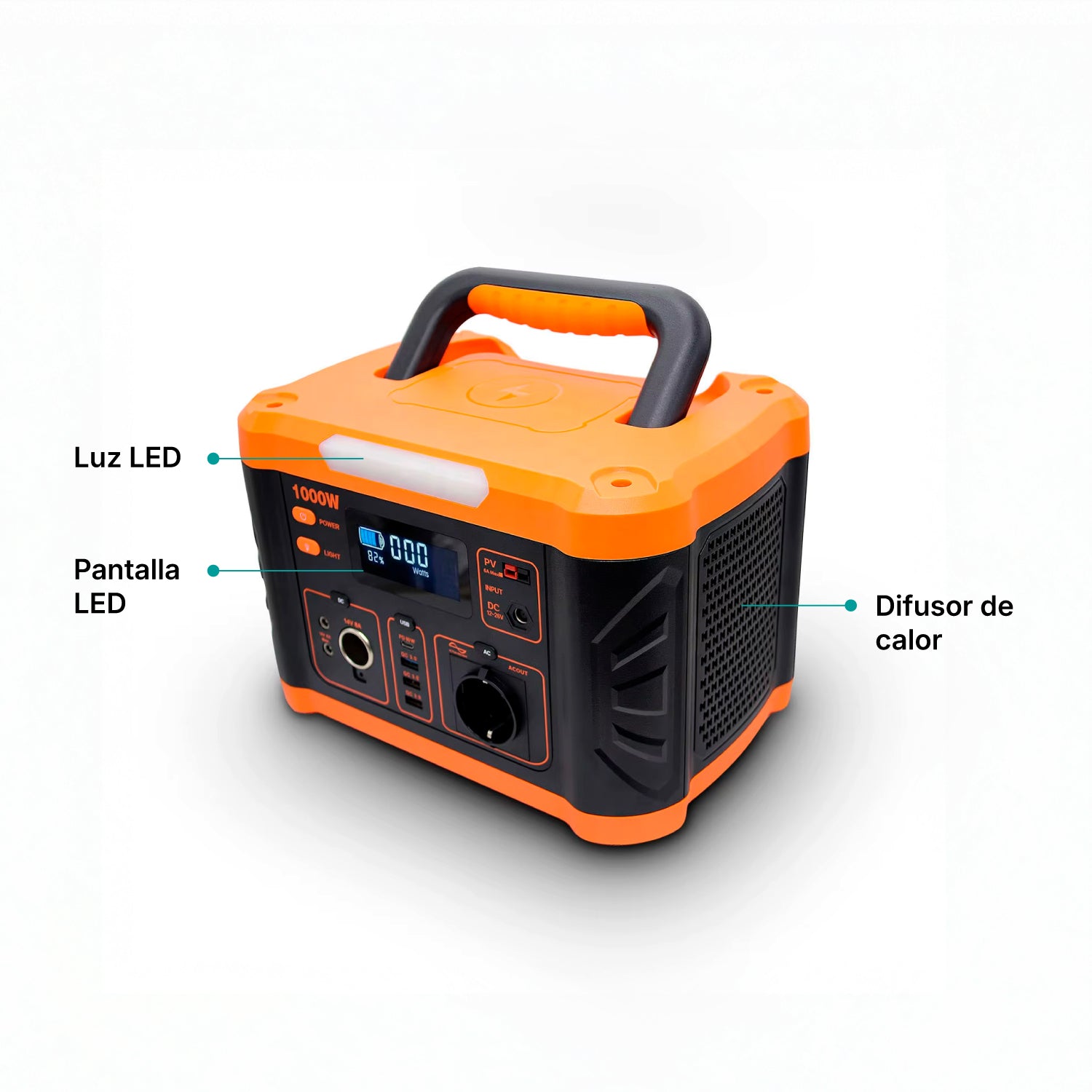 Estación de Energía Solar Portátil Outdoor • 1000W • Recargable