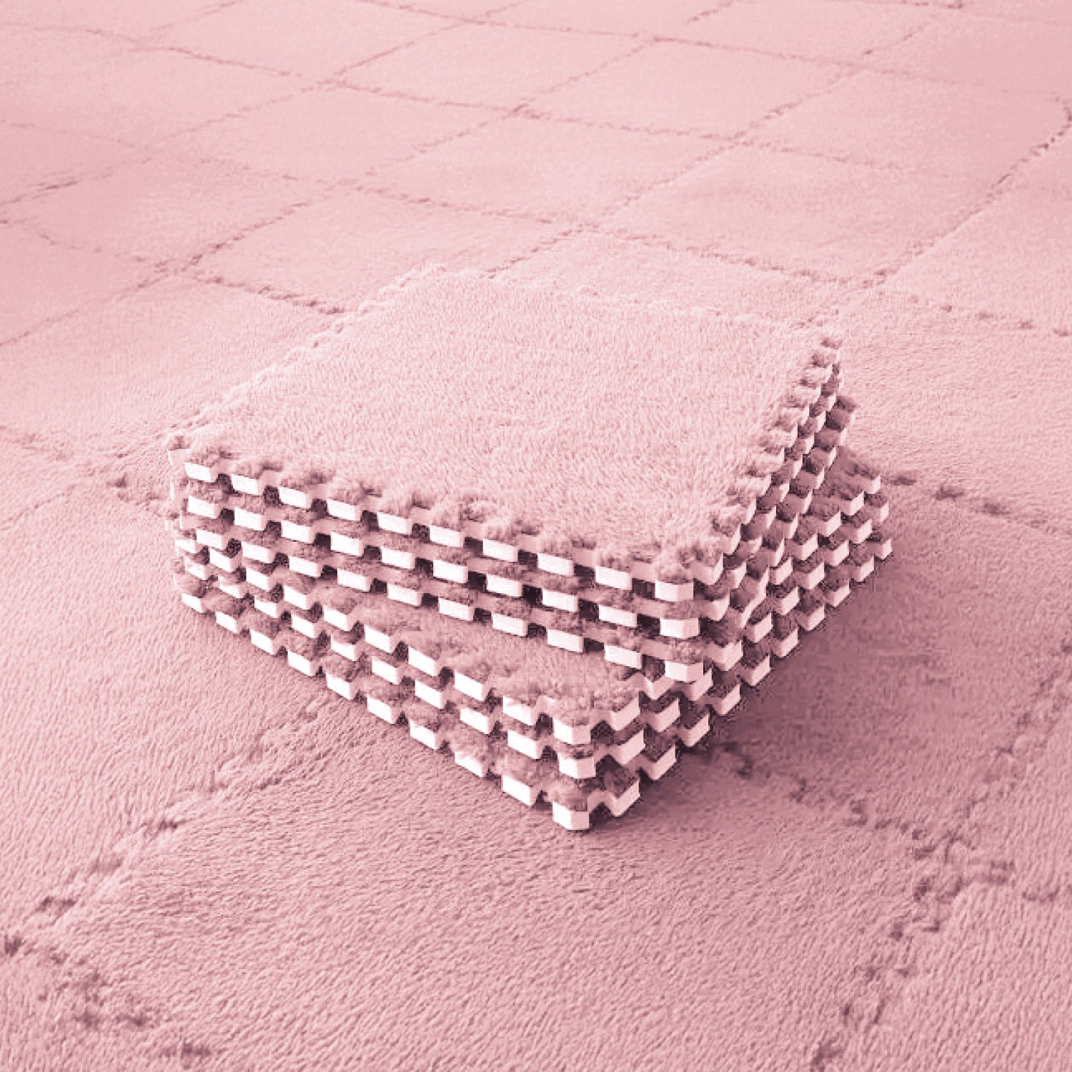 Piso Tatami Acolchado para Niños • Alfombra Goma Eva • Antideslizante • Modular • 30x30x1cm • Rosa Pastel