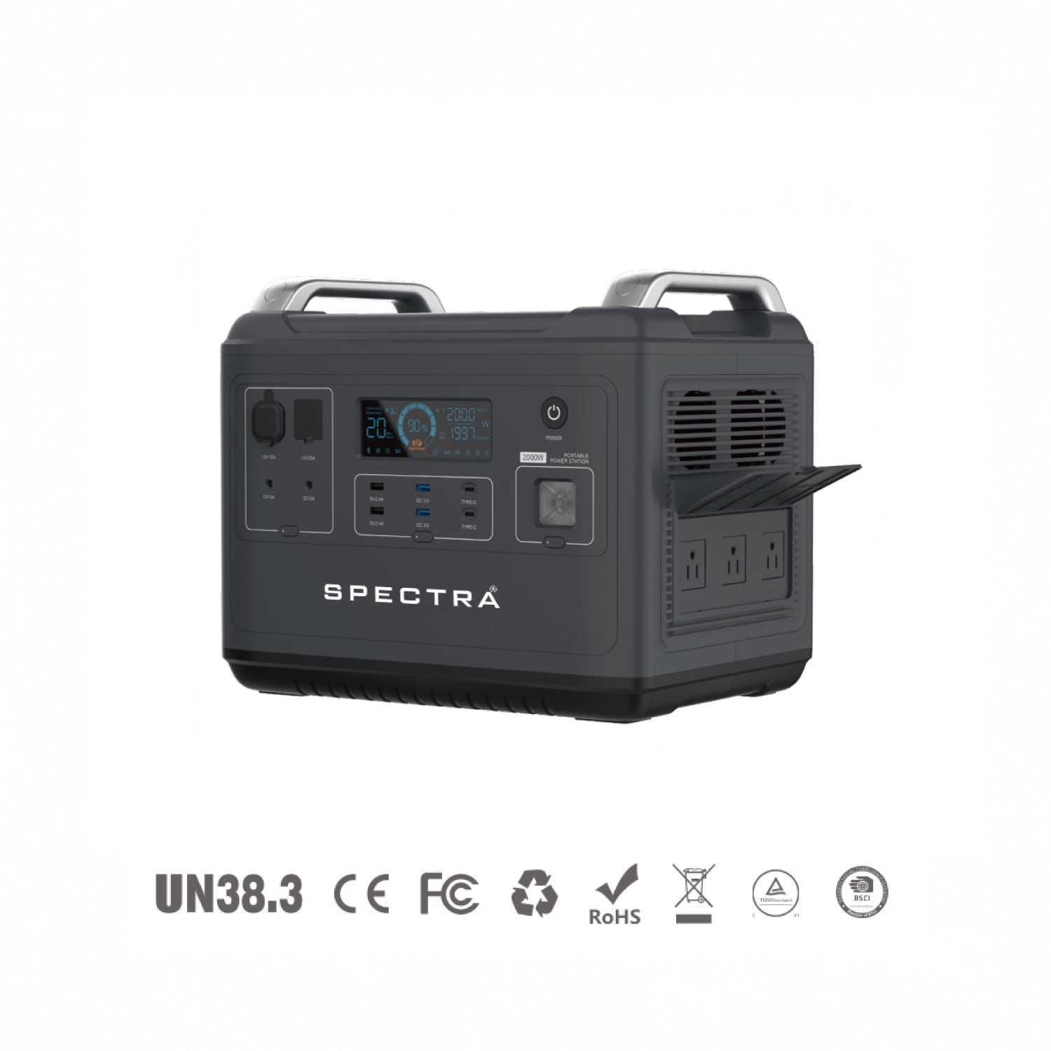 Estación de Energía Solar Spectra • Portátil Outdoor • 2048Wh/2000W • Recargable