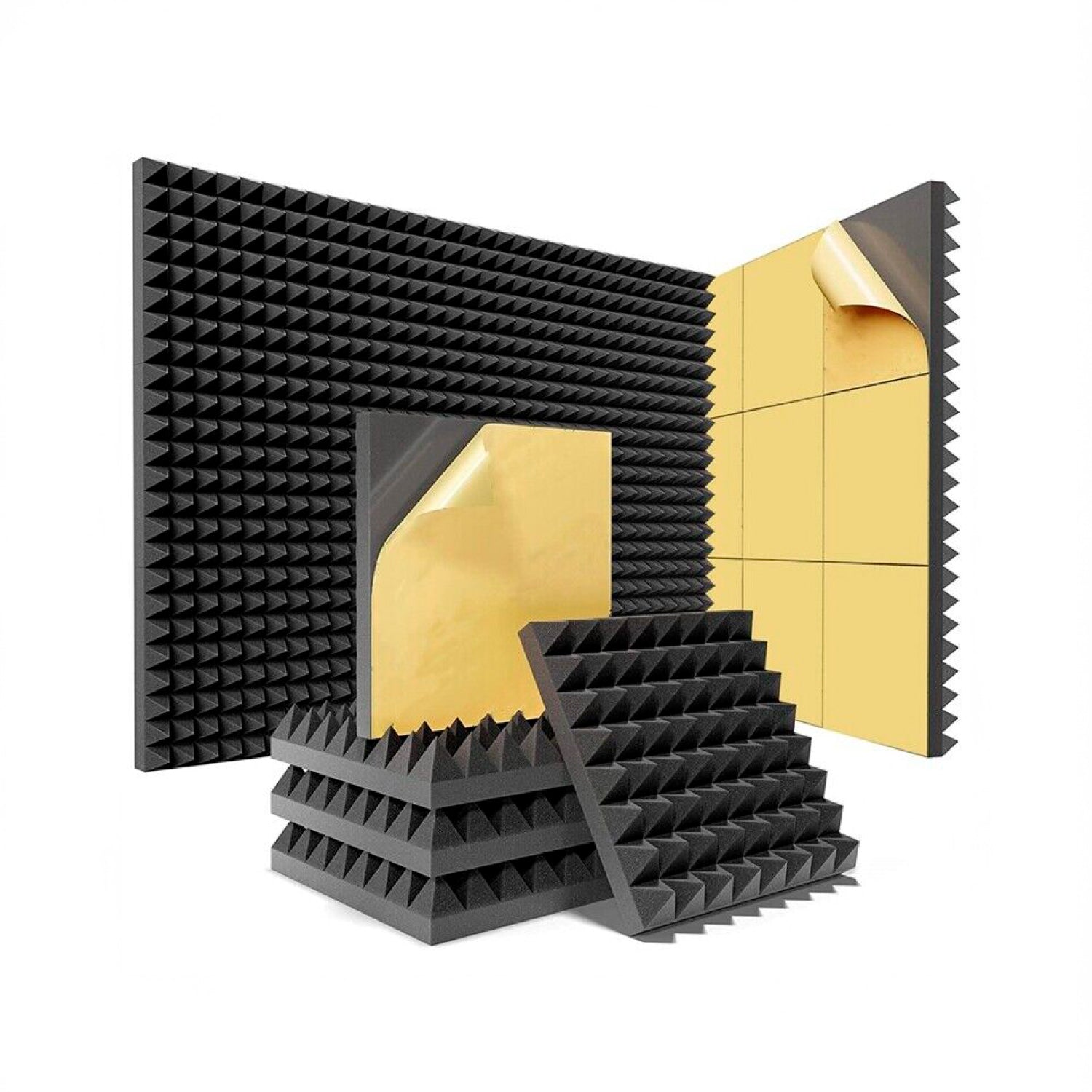 Panel Acústico Piramidal • AutoAdhesivo • 30x30x5cm • Pack x 12 Unidades 1 m2