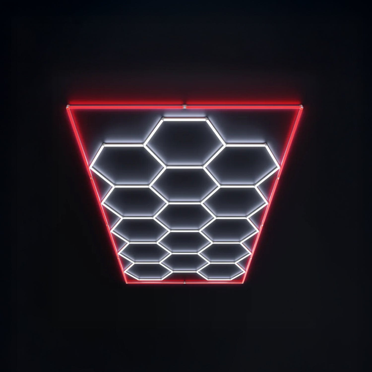 Luz Led Spectra • Rack Hexagonal • 4.78x2.41 mts • 672 Watts • 15 Hexágonos + Rectángulo Rojo