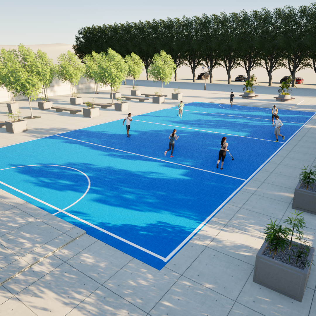 Hockey / Patinaje / Skate / Ruedas • Cancha 35 x 65 mts • Piso Deportivo Elastic Pro