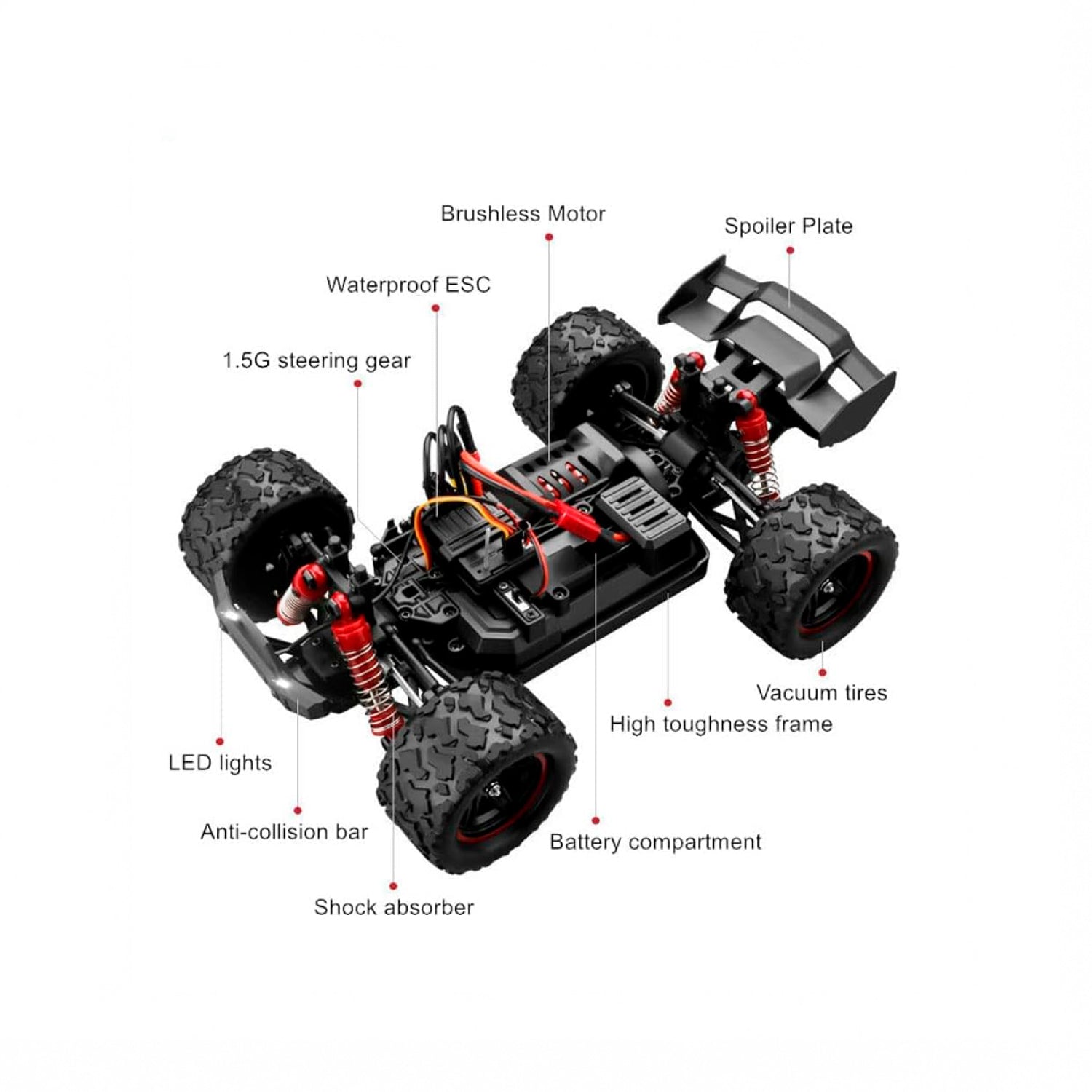 Auto a control remoto • Tiger monster truck 4x4 • 52 Km/h • Amarillo