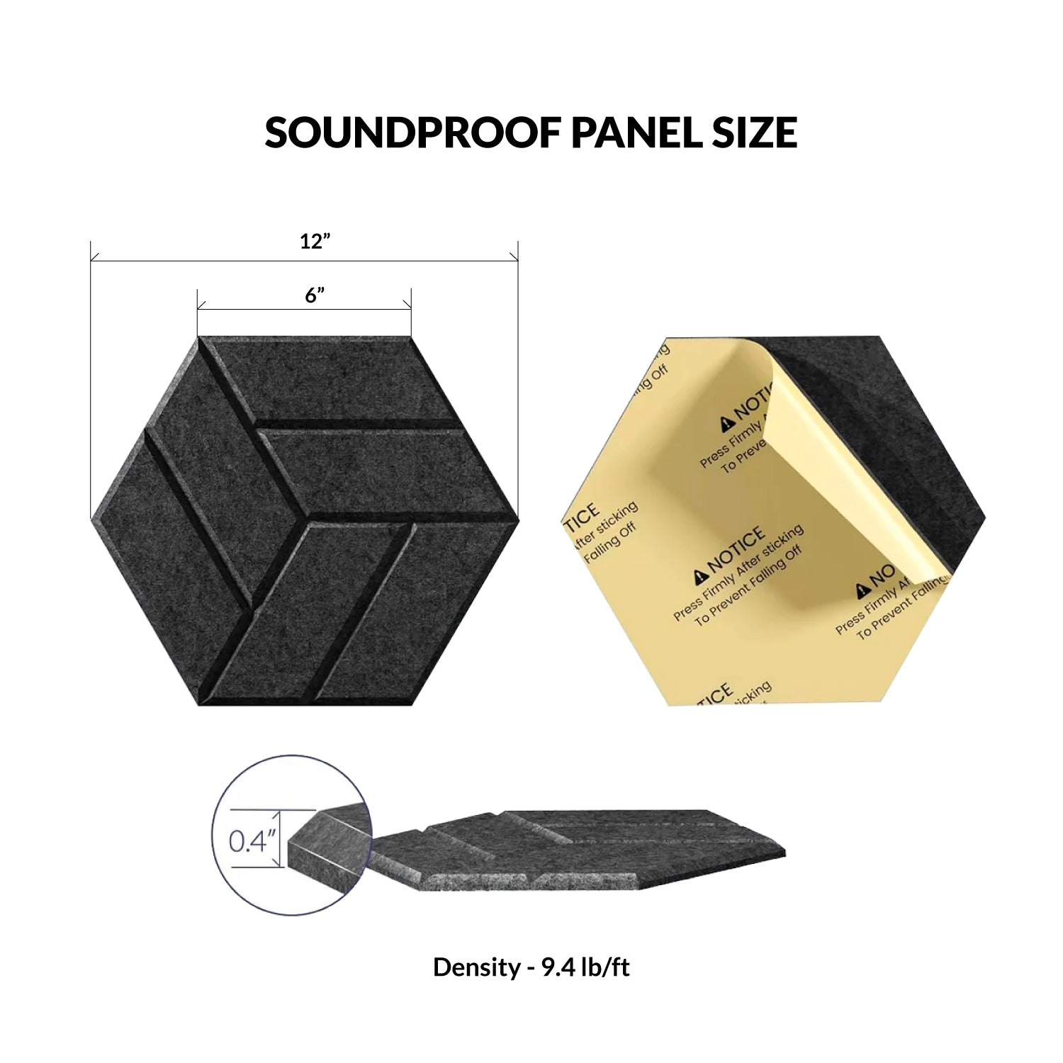 Panel Acústico Hexagonal • PET • AutoAdhesivo • 30x30x1 cm • Pack x12 Unidades 1 m2