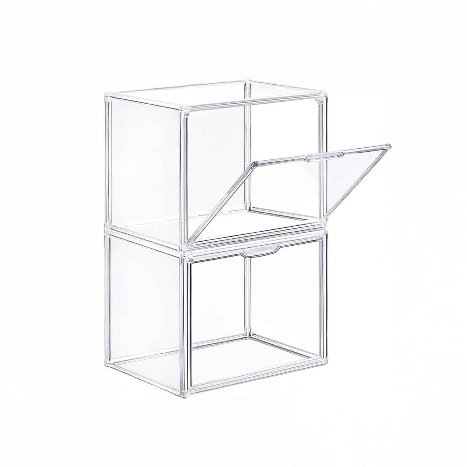 Caja Acrílica Magnética Apilable Organizadora de Zapatillas • Doble Puerta Horizontal y Frontal • 22x36x27cm