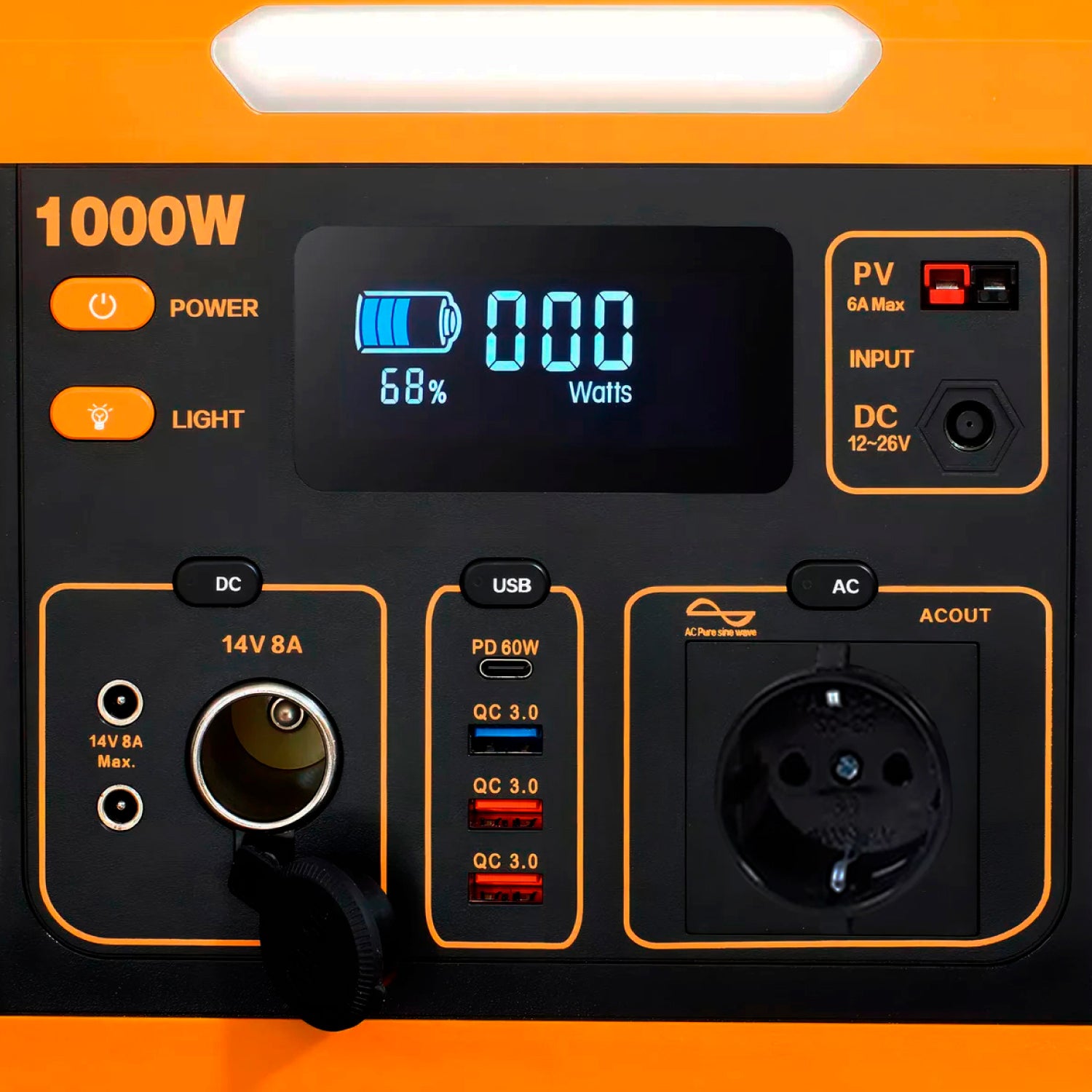 Estación de Energía Solar Portátil Outdoor • 1000W • Recargable