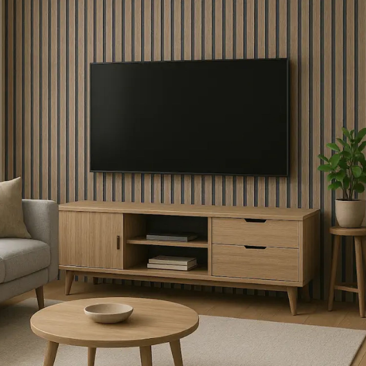 Panel Acústico Madera & PET • 240x60cm • 2.1cm de espesor