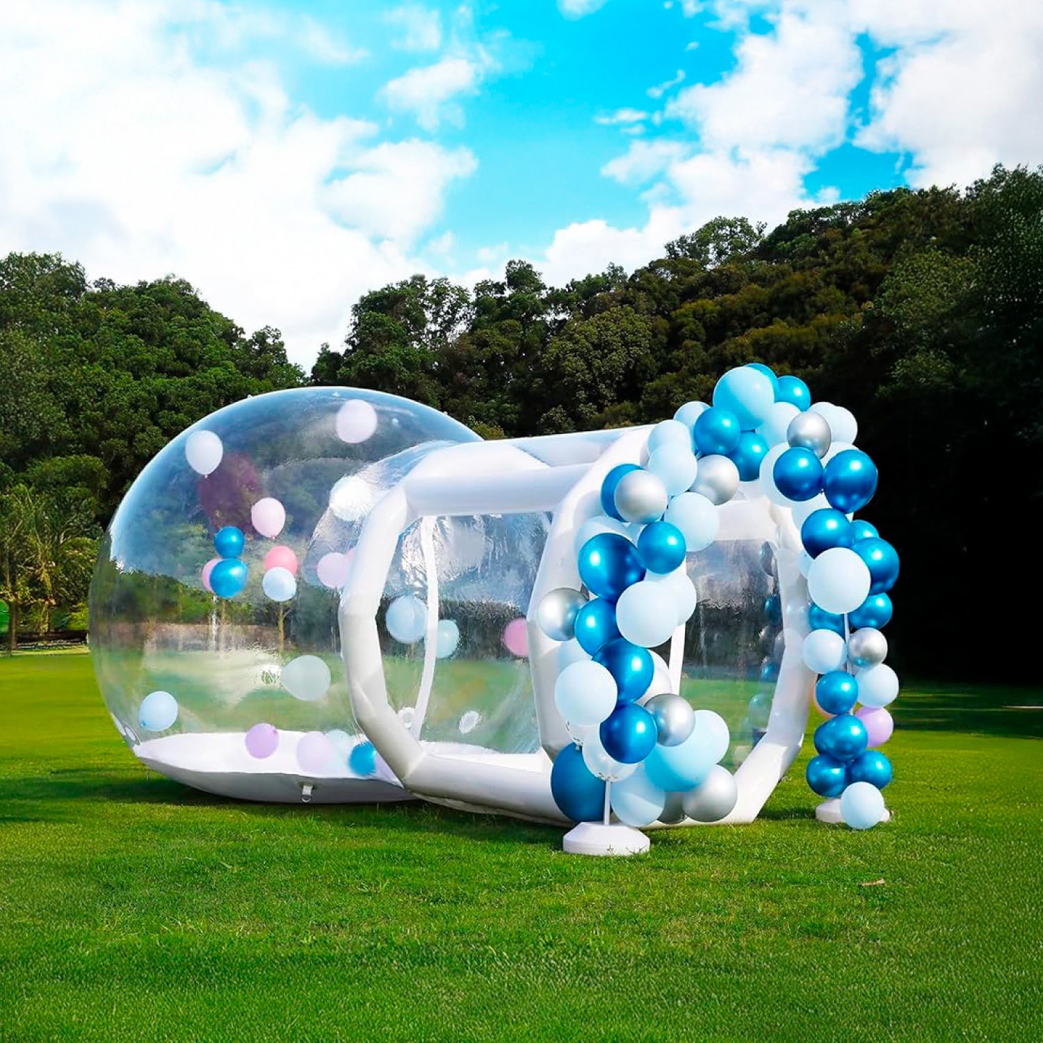 Casa de Burbujas Inflable • Juego Inflable Transparente con Túnel • 3m