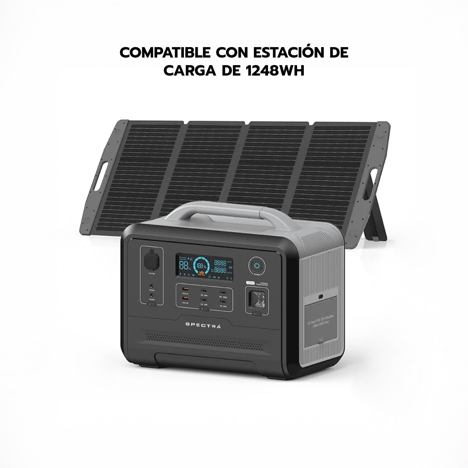 Panel Solar Portátil • 200W • Plegable • Soportes ajustables
