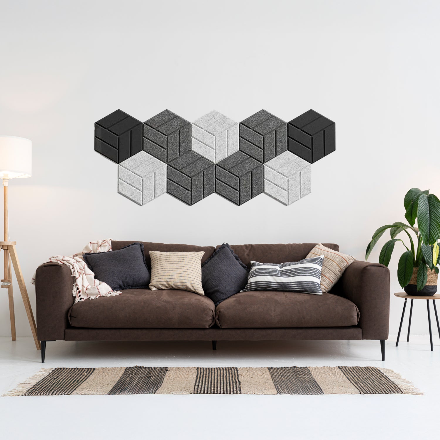 Panel Acústico Hexagonal • PET • AutoAdhesivo • 30x30x1 cm • Pack x12 Unidades 1 m2