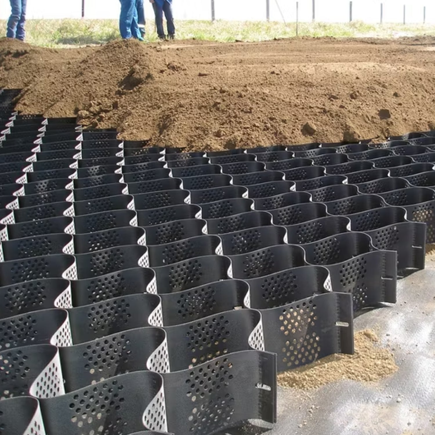 Geocelda Estabilizadora de Terreno • Para Caminos • 5x10 mts • Altura de la red 50mm • Espesor Plástico 1,5 mm • Negro