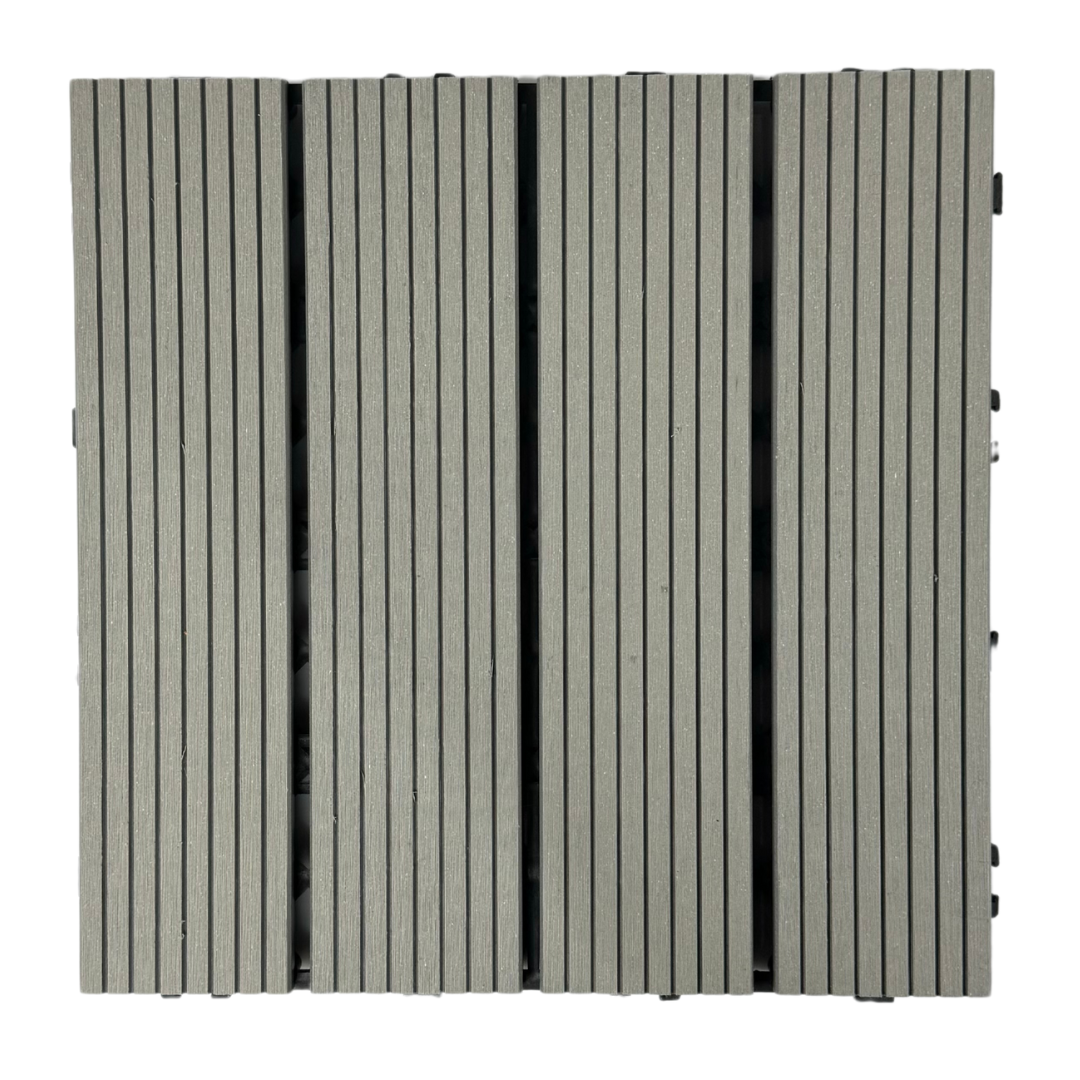 Piso Deck WPC Terraza • Gris • Encastrable Modular Outdoor • 30x30x2cm • Terminación Lineal