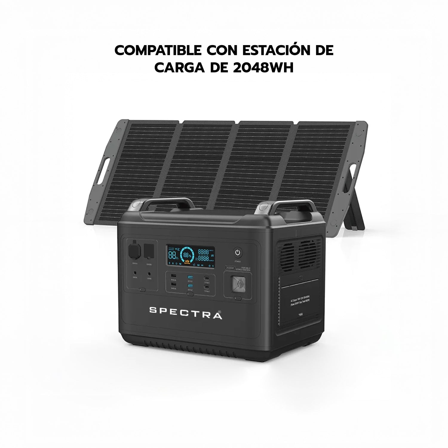 Panel Solar Portátil • 200W • Plegable • Soportes ajustables