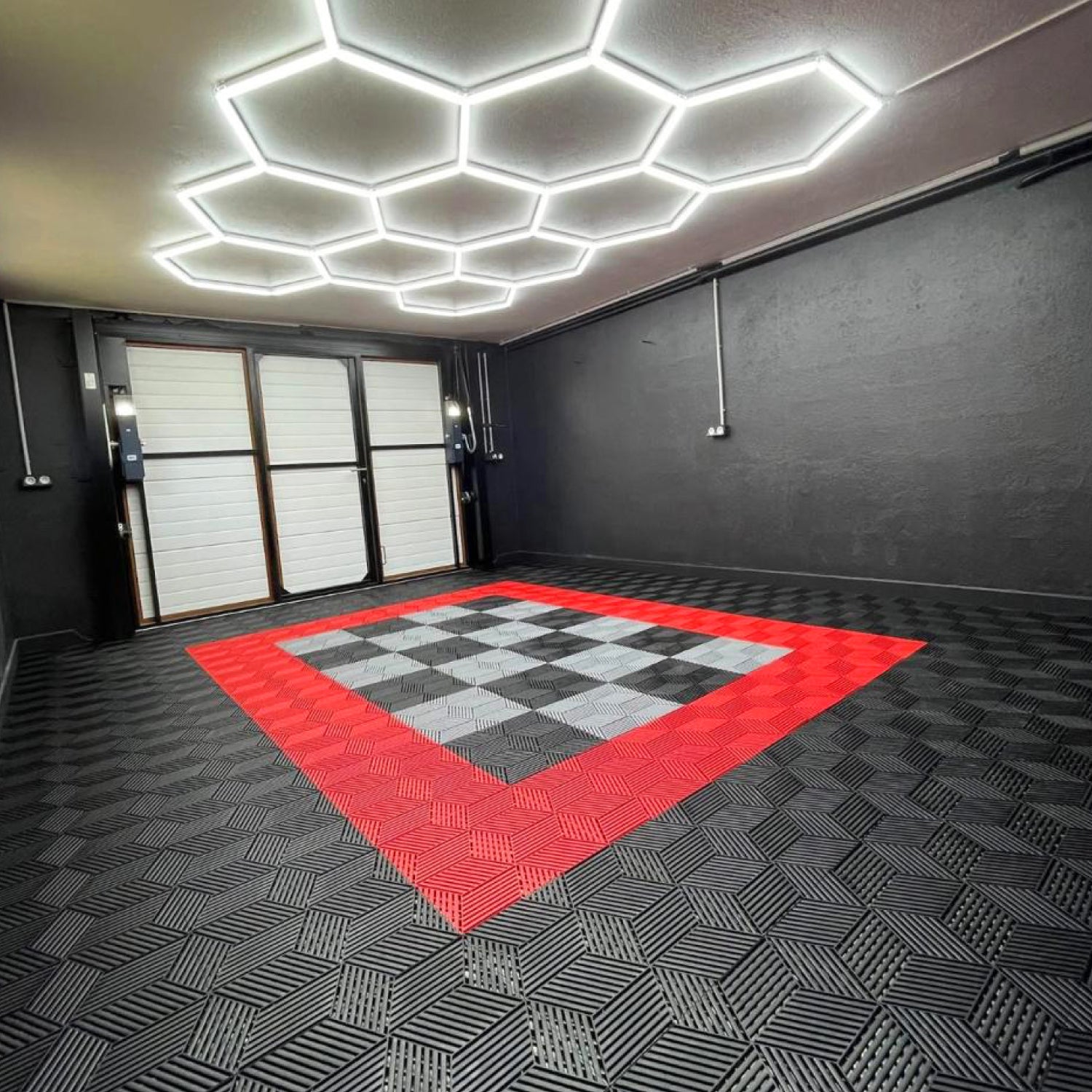 Piso de Garage Encastrable Modular Negro • Diseño efecto 3D • 40x40x1.8cm