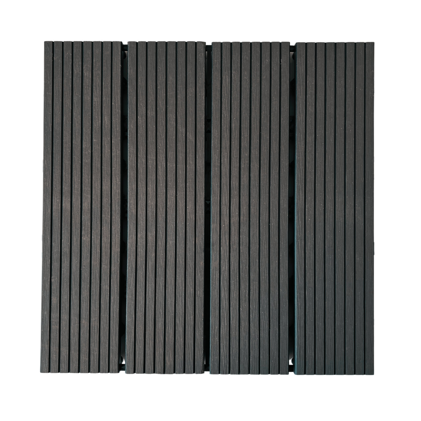 Piso Deck WPC Terraza • Dark • Encastrable Modular Outdoor • 30x30x2cm • Terminación Lineal