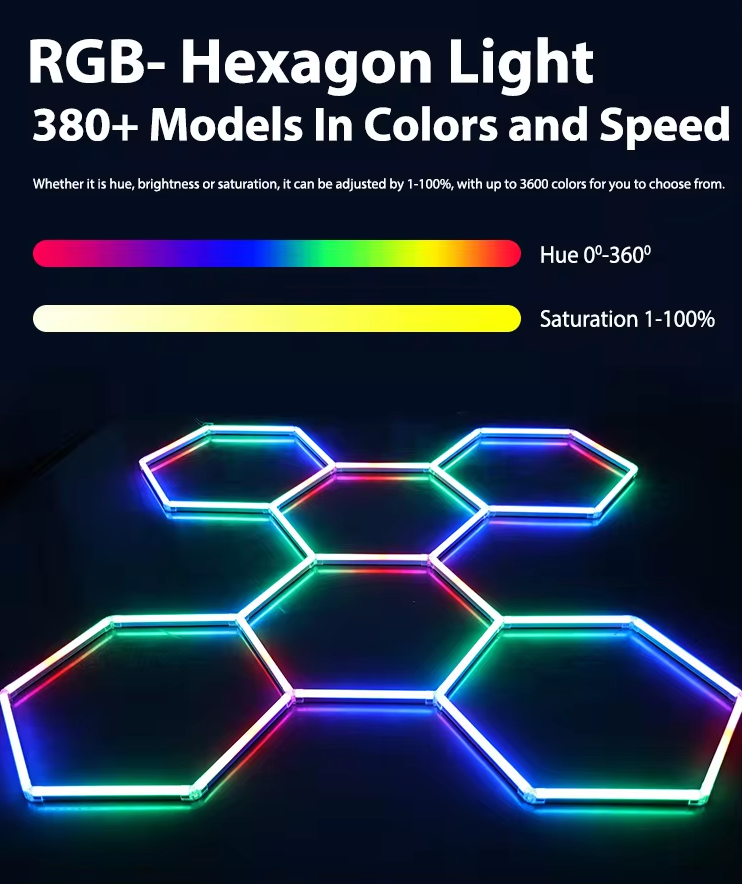 Luz Led Spectra RGB • Rack Hexagonal • 4.78x2.41 mts • 14 Hexágonos