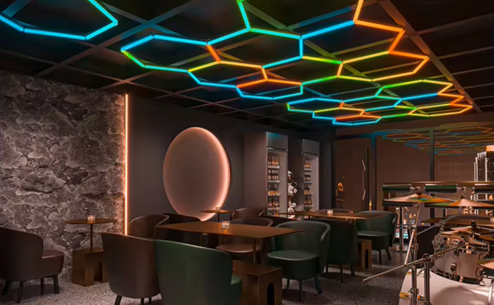 Luz Led Spectra RGB • Rack Hexagonal • 4.78x2.41 mts • 14 Hexágonos
