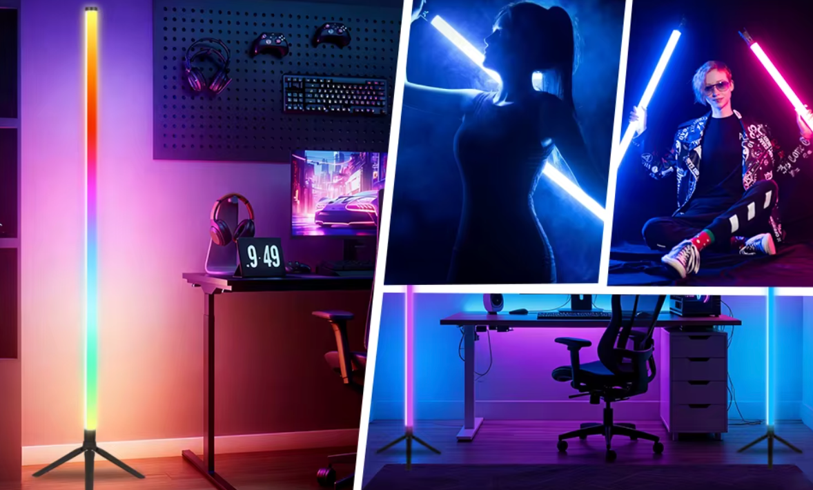 Lampara Led RGB • Pedestal Configurable • Pack Doble • 1.1 mts altura