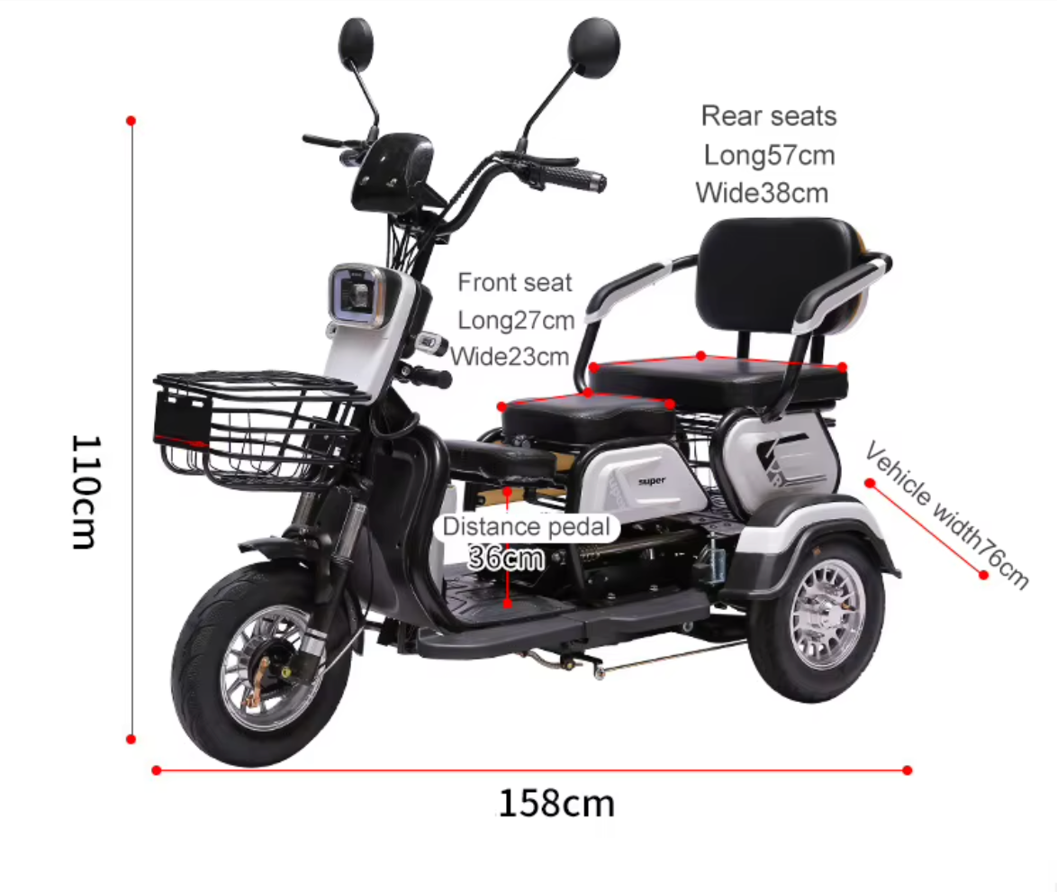 Triciclo eléctrico scooter 600W con batería de litio – vista 2