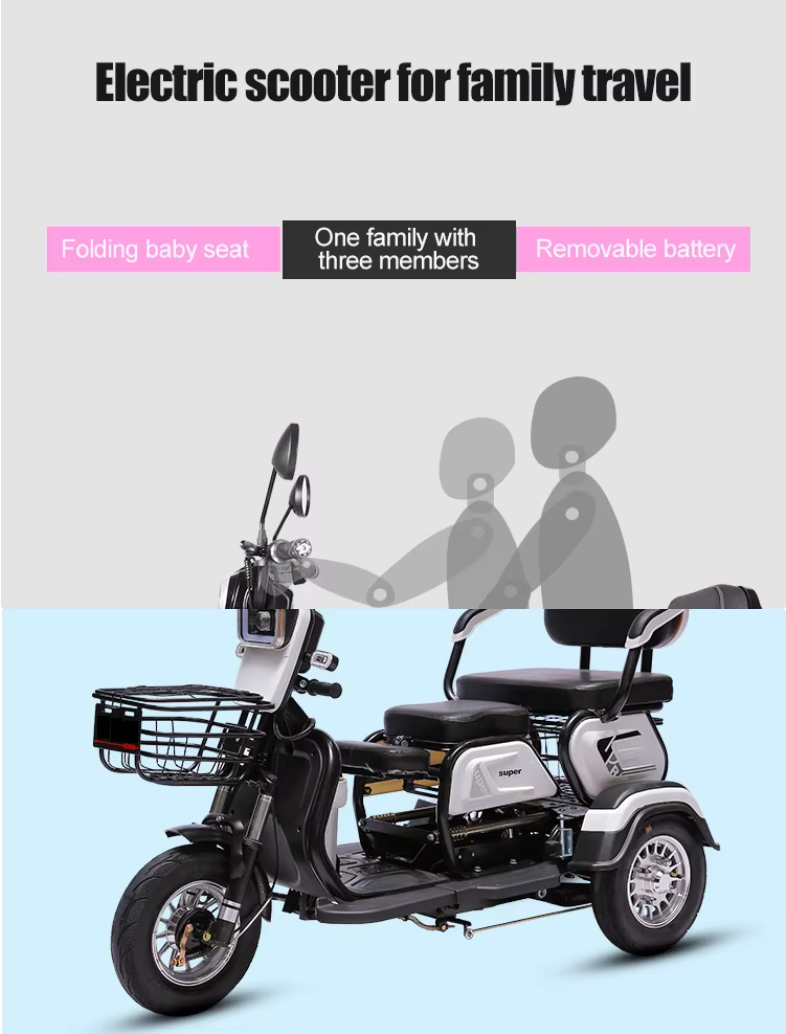 Triciclo eléctrico scooter 600W con batería de litio – vista 9