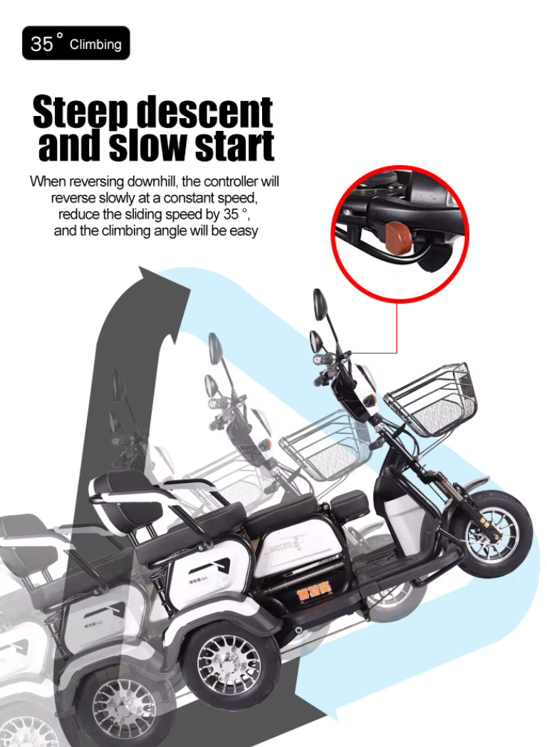 Triciclo eléctrico scooter 600W con batería de litio – vista 10