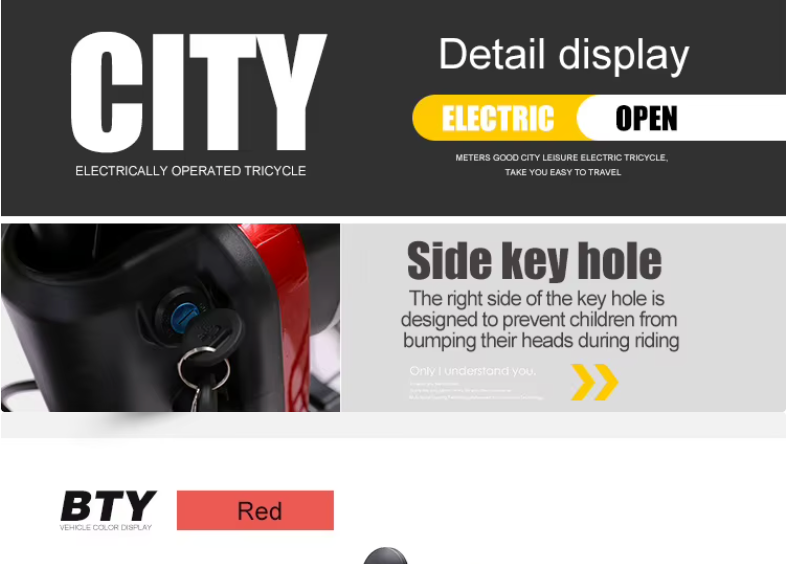 Triciclo eléctrico scooter 600W con batería de litio – vista 3