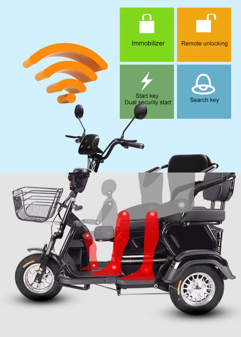 Triciclo eléctrico scooter 600W con batería de litio – vista 13