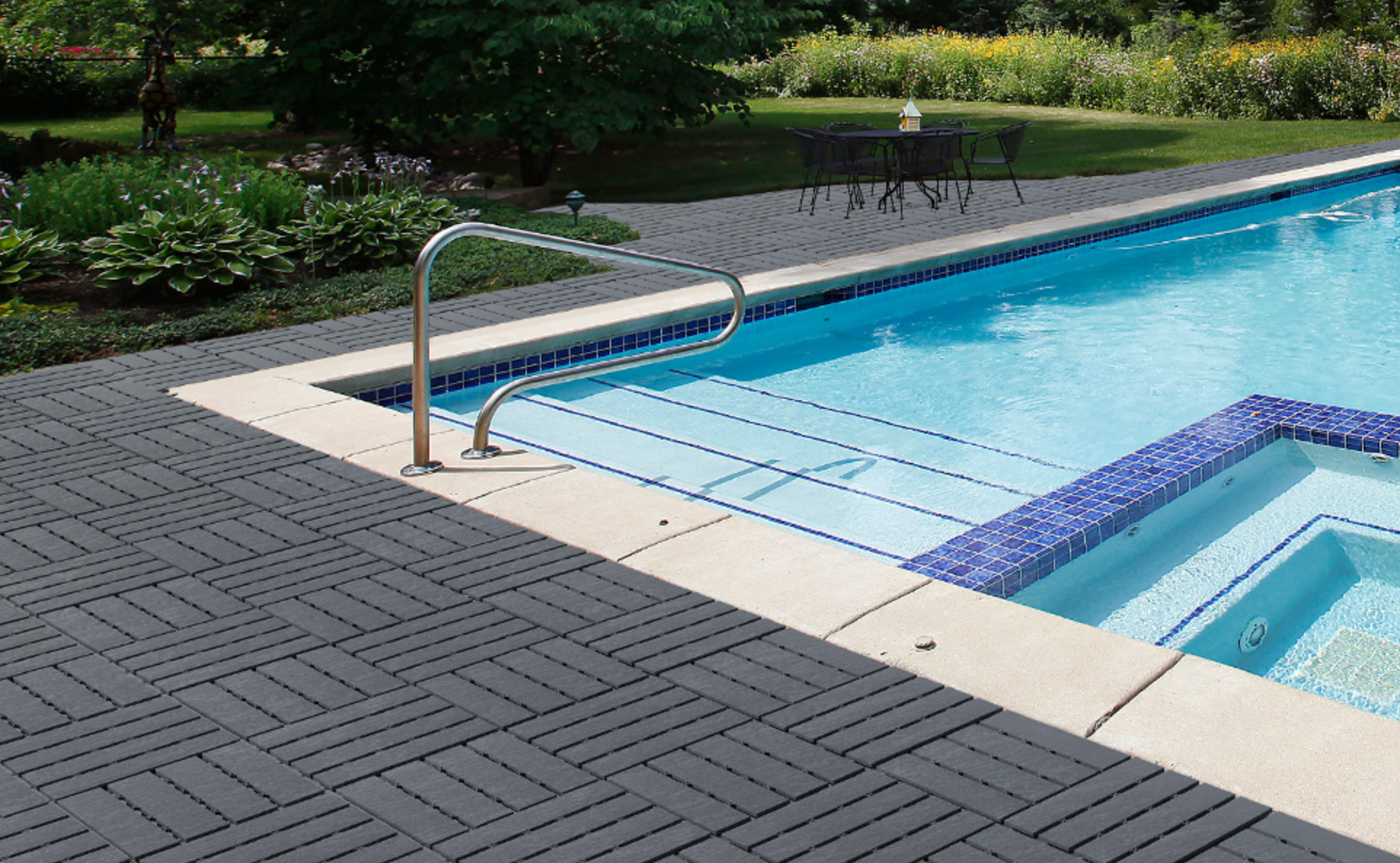 Piso Deck WPC Terraza • Black • Encastrable Modular Outdoor • 30x30x2cm • Terminación Madera • Pack x44 Palmetas 4 m2