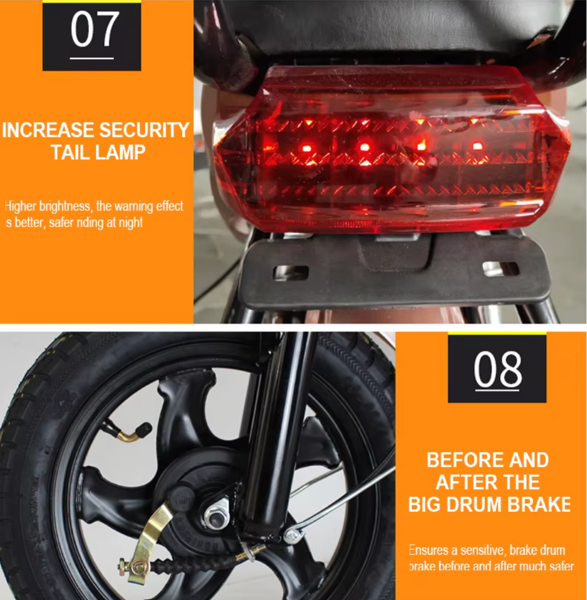 Moto eléctrica scooter 250W con canasta y batería de litio – vista 8
