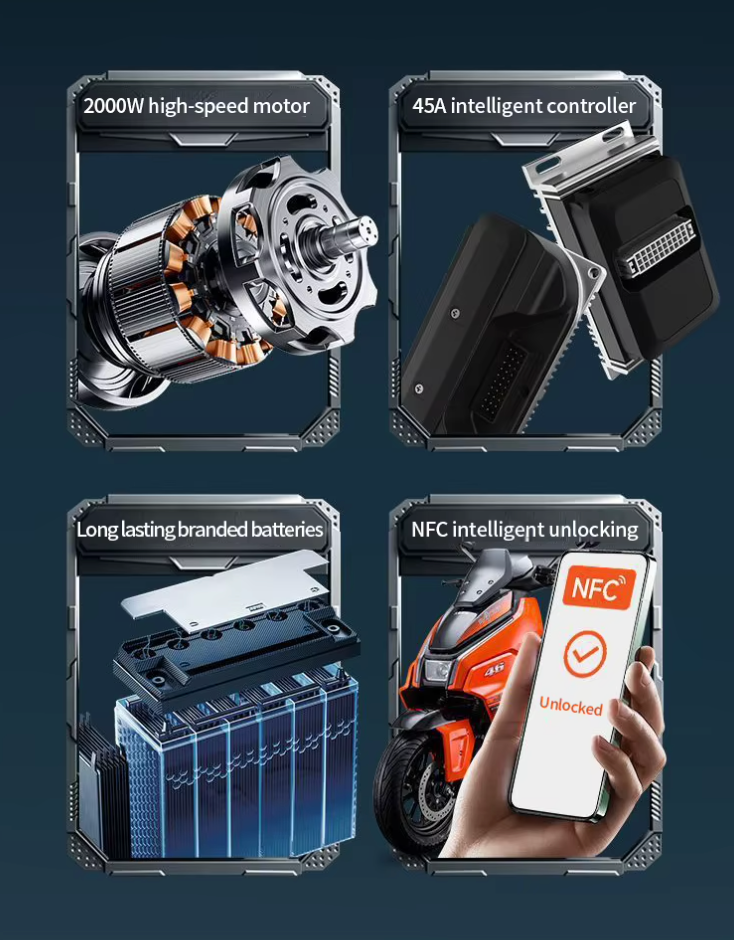 Moto eléctrica scooter 2000W 2.0 con batería de litio – vista 14