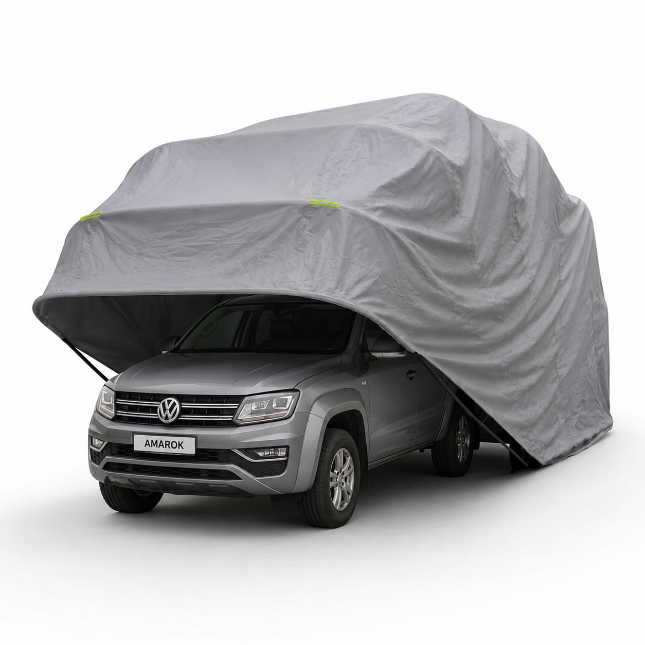 Carpa Cochera Plegable para Automovil • Retractil • Soporte Anclado a Piso • 6,5m largo × 2,7m ancho ×2,8 m alto • Gris