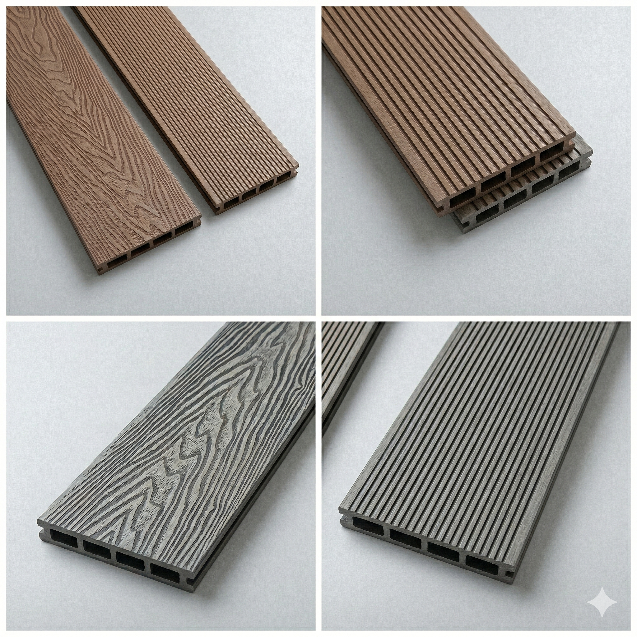 Piso DECK WPC Coextruido Bidiseño • Terminacion Madera/Lineal • Color Chocolate • 2.9x0.14mts