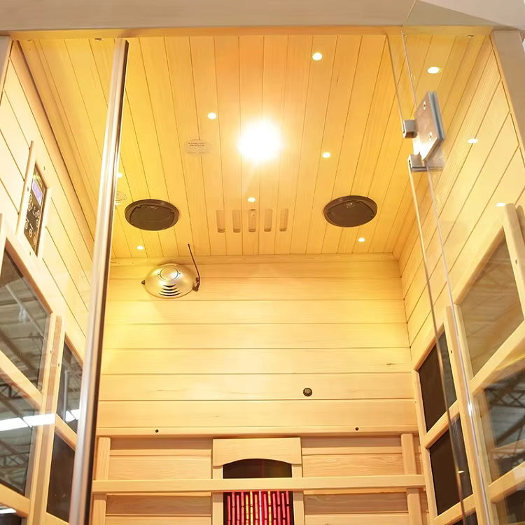 Sauna Infrarrojo NORDIK • 1 Persona • 90x90x190 cm • Panel de Control Digital • Sistema Audio Bluetooth • Luz Estelar 7 Colores • 1350W