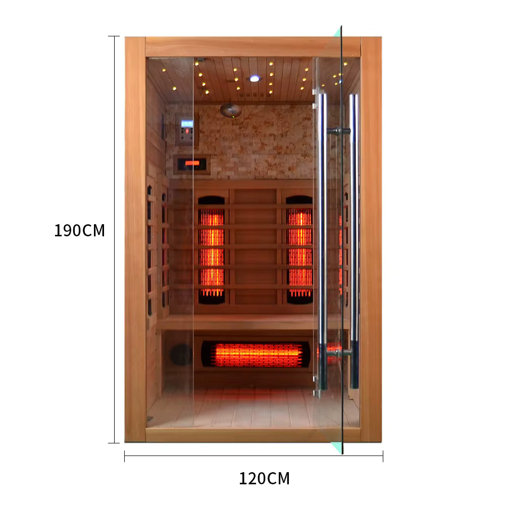 Cabina Sauna Infrarrojo • Dos Persona • 120x105x190 cm • Panel de Control USB • Bluetooth