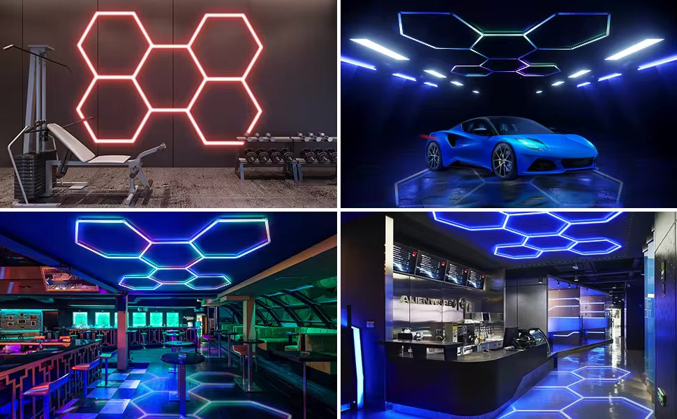 Luz Led Spectra RGB • Rack Hexagonal • 4.78x2.41 mts • 14 Hexágonos